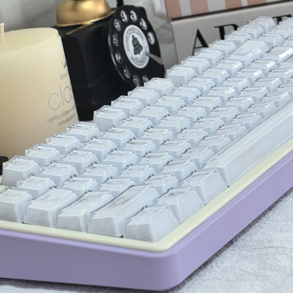 Planet Gates Translucent Keycaps 104 Keys Layout Low Profile White Keycaps DIY  Black Backlit Crystal Edge for Mechanical Keyboard