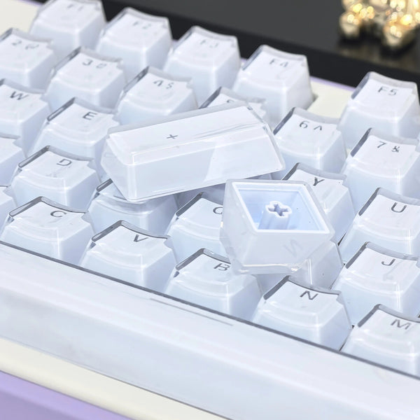 Planet Gates Translucent Keycaps 104 Keys Layout Low Profile White Keycaps DIY  Black Backlit Crystal Edge for Mechanical Keyboard