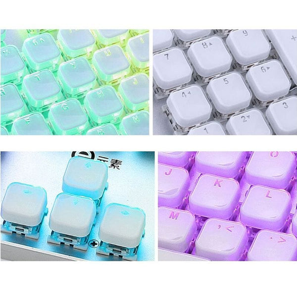 Planet Gates Translucent Keycaps 104 Keys Layout Low Profile White Keycaps DIY  Black Backlit Crystal Edge for Mechanical Keyboard