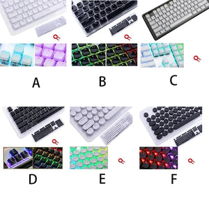 Planet Gates Translucent Keycaps 104 Keys Layout Low Profile White Keycaps DIY  Black Backlit Crystal Edge for Mechanical Keyboard