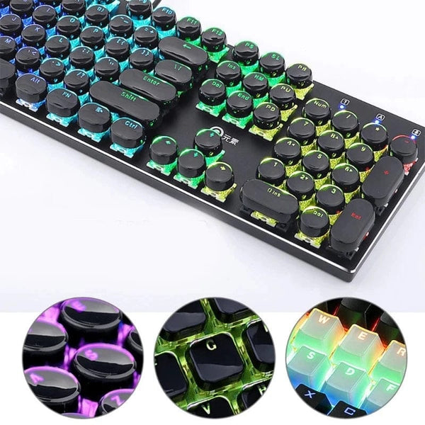Planet Gates Translucent Keycaps 104 Keys Layout Low Profile White Keycaps DIY  Black Backlit Crystal Edge for Mechanical Keyboard