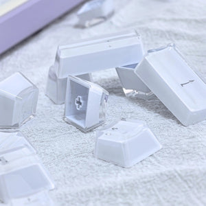 Planet Gates Translucent Keycaps 104 Keys Layout Low Profile White Keycaps DIY  Black Backlit Crystal Edge for Mechanical Keyboard