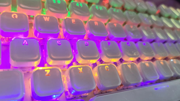 Planet Gates Translucent Keycaps 104 Keys Layout Low Profile White Keycaps DIY  Black Backlit Crystal Edge for Mechanical Keyboard