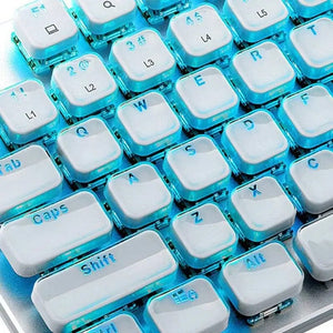 Planet Gates Translucent Keycaps 104 Keys Layout Low Profile White Keycaps DIY  Black Backlit Crystal Edge for Mechanical Keyboard