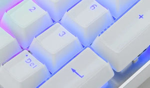 Planet Gates Translucent Keycaps 104 Keys Layout Low Profile White Keycaps DIY  Black Backlit Crystal Edge for Mechanical Keyboard