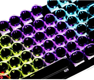 Planet Gates Translucent Keycaps 104 Keys Layout Low Profile White Keycaps DIY  Black Backlit Crystal Edge for Mechanical Keyboard