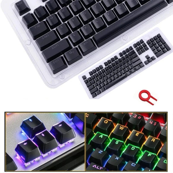 Planet Gates Translucent Keycaps 104 Keys Layout Low Profile White Keycaps DIY  Black Backlit Crystal Edge for Mechanical Keyboard