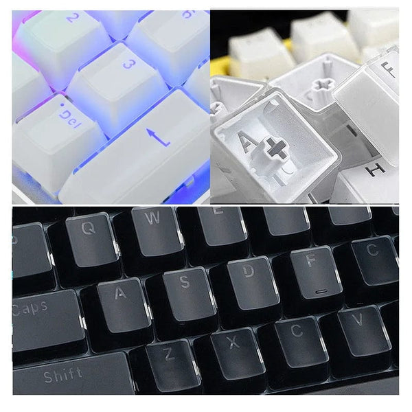 Planet Gates Translucent Keycaps 104 Keys Layout Low Profile White Keycaps DIY  Black Backlit Crystal Edge for Mechanical Keyboard