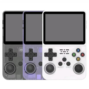 Planet Gates Translucent purple / us R36S Handheld Game Console R35s Plus Video Game Console Linux System 3.5 Inch IPS Screen Portable Pocket Video Player 64GB Games