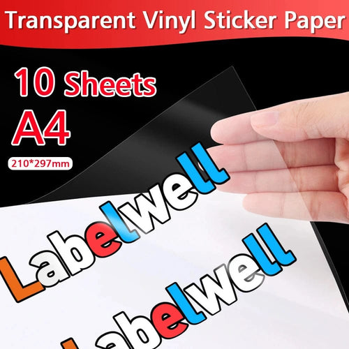 Planet Gates Transparent 10PCS 100% Transparent A4 Waterproof Transparent Printable Vinyl Sticker Paper for Inkjet Printer Clear Vinyl Label Copy Paper