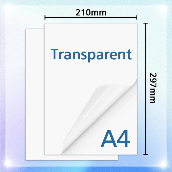 Planet Gates Transparent 10PCS 100% Transparent A4 Waterproof Transparent Printable Vinyl Sticker Paper for Inkjet Printer Clear Vinyl Label Copy Paper