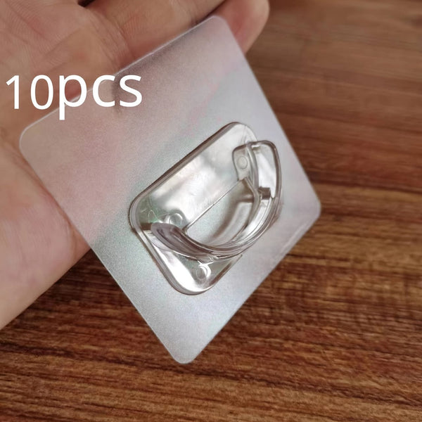 Planet Gates Transparent / 10pcs 2/6/10pcs Multifunctional Punch-Free Wall Hook For Curtain Rod, Transparent Rod Holder, Strong Adhesive Load-Bearing Rod Bracket, Bathroom Accessories