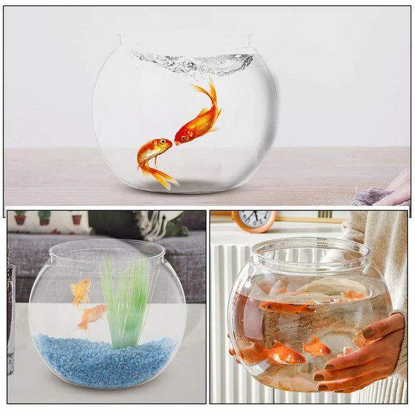 Planet Gates Transparent / 22X22X18CM Plastic Fish Tank Ornamental Small Bowl Home Goldfish Decorative Vase Clear Keeper Storage Pot Round Aquarium Office