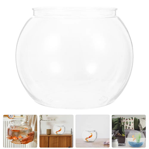 Planet Gates Transparent / 22X22X18CM Plastic Fish Tank Ornamental Small Bowl Home Goldfish Decorative Vase Clear Keeper Storage Pot Round Aquarium Office