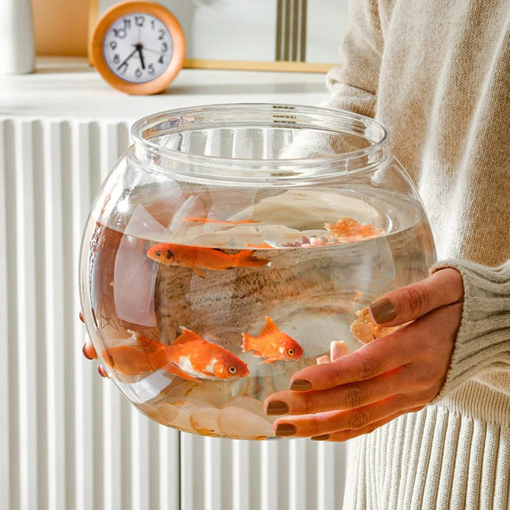 Planet Gates Transparent / 22X22X18CM Plastic Fish Tank Ornamental Small Bowl Home Goldfish Decorative Vase Clear Keeper Storage Pot Round Aquarium Office