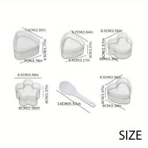 Planet Gates Transparent 5pcs+ Rice Spoon 5/6pcs, Onigiri Molds With 1 Rice Paddle, Rice Ball Molds, Japanese Sushi Makers, For Lunch Box, Bento Box Decorating, Kitchen Gadgets, Kitchen Stuff, Kitchen Accessories
