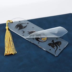 Planet Gates Transparent Acrylic Dragon Tassels Bookmark Anime Black Dragon Bookmarks Gift for Book Lovers for Teacher Friend Kid Marker Read