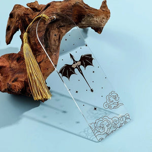 Planet Gates Transparent Acrylic Dragon Tassels Bookmark Anime Black Dragon Bookmarks Gift for Book Lovers for Teacher Friend Kid Marker Read