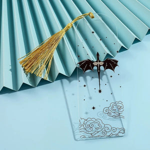 Planet Gates Transparent Acrylic Dragon Tassels Bookmark Anime Black Dragon Bookmarks Gift for Book Lovers for Teacher Friend Kid Marker Read