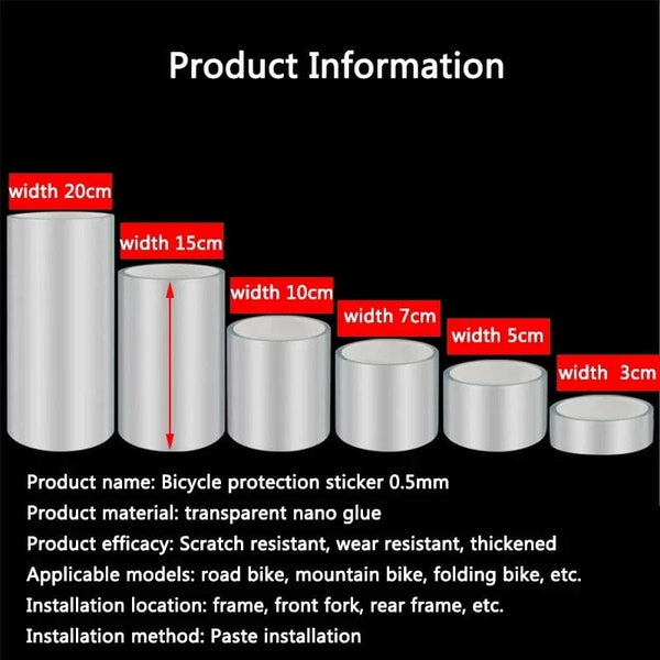 Planet Gates Transparent Bicycle Stickers Tape 3M 5M 10M Bike Frame Protector Cycling Tape Film Invisible Scratch Resistant Riding Decoration