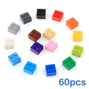 Planet Gates Transparent Blue 60pcs DIY Building Blocks Thick Figures Bricks 2x2 Dots Educational Creative Size Compatible With 3003 Plastic Toys for Children