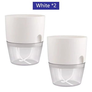Planet Gates Transparent Double Layer Plastic Flower Pot Self Watering Flowerpot Cotton Rope Watering Planter with Injection Port