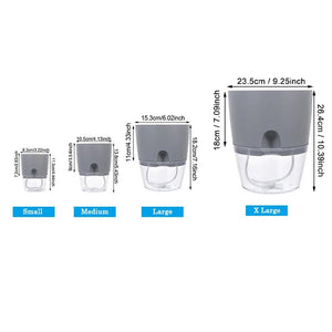 Planet Gates Transparent Double Layer Plastic Flower Pot Self Watering Flowerpot Cotton Rope Watering Planter with Injection Port