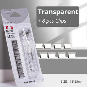 Planet Gates Transparent Mini Traceless Reusable Hand Clamp Push Stapler Paper Book File Office School Student Binder Binding Tools Supplies Accessories