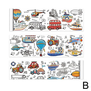 Planet Gates Transportation / CN Children's Drawing Roll Sticky Color Filling Paper Graffiti Scroll Coloring Paper Roll For Kids DIY Painting Educational Toys