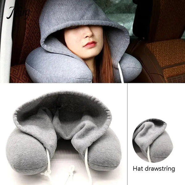 Planet Gates Travel Pillow Hooded U-Shaped Pillow Cushion Car Office Airplane Head Rest Neck Pillow Travel Pillow Accessories