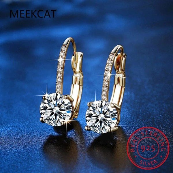 Planet Gates Trendy 14K Gold Plated Earrings 2023 Silver Hoops 925 Dangle Earrings for Women Lever Back Moissanite Earring Drop Girls Jewelry