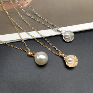 Planet Gates Trendy Summer Shell Imitation Pearl Pendant Necklace For Women Fashion Collar Neck Jewelry Wholesale Dropshipping