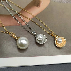 Planet Gates Trendy Summer Shell Imitation Pearl Pendant Necklace For Women Fashion Collar Neck Jewelry Wholesale Dropshipping