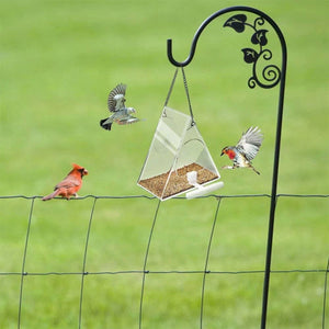 Planet Gates Triangle Transparent Bird Feeder Acrylic Metal Waterproof Hanging Birds Food Container for Indoor Outdoor decor