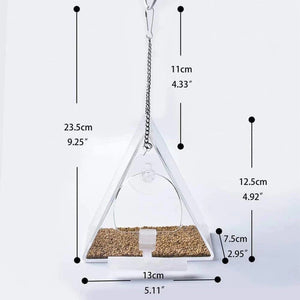Planet Gates Triangle Transparent Bird Feeder Acrylic Metal Waterproof Hanging Birds Food Container for Indoor Outdoor decor