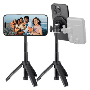 Planet Gates Tripod for MagSafe Magnetic Smartphone Tripod for MagSafe, Mini Extendable Selfie Stick 360° Ball Head Tripod Stand Handle Grip for iPhone 14 13 12