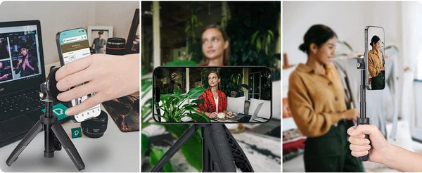 Planet Gates Tripod for MagSafe Magnetic Smartphone Tripod for MagSafe, Mini Extendable Selfie Stick 360° Ball Head Tripod Stand Handle Grip for iPhone 14 13 12