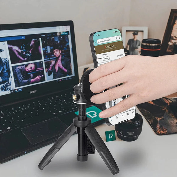 Planet Gates Tripod for MagSafe Magnetic Smartphone Tripod for MagSafe, Mini Extendable Selfie Stick 360° Ball Head Tripod Stand Handle Grip for iPhone 14 13 12