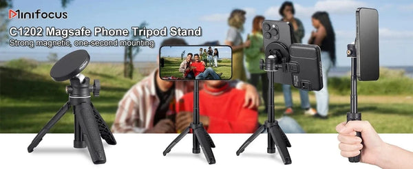 Planet Gates Tripod for MagSafe Magnetic Smartphone Tripod for MagSafe, Mini Extendable Selfie Stick 360° Ball Head Tripod Stand Handle Grip for iPhone 14 13 12