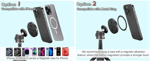 Planet Gates Tripod for MagSafe Magnetic Smartphone Tripod for MagSafe, Mini Extendable Selfie Stick 360° Ball Head Tripod Stand Handle Grip for iPhone 14 13 12