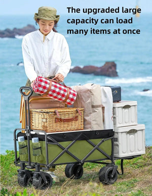 Planet Gates Trolley Folding Cart With Wheels Foldable Camping Carts Outdoor Portable Shopping Push Cart Dolly Handcart Wagon Basket Cart