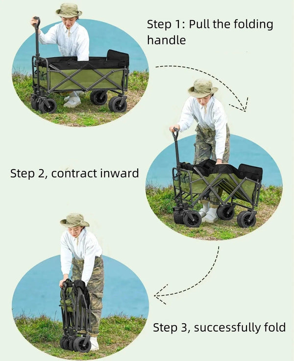 Planet Gates Trolley Folding Cart With Wheels Foldable Camping Carts Outdoor Portable Shopping Push Cart Dolly Handcart Wagon Basket Cart
