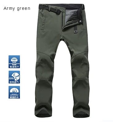 Planet Gates TRVLWEGO Warm Winter Men Soft Shell Pants Travel Waterproof Outdoor Camping&Hiking Pants Fleece Windproof Skiing Trousers