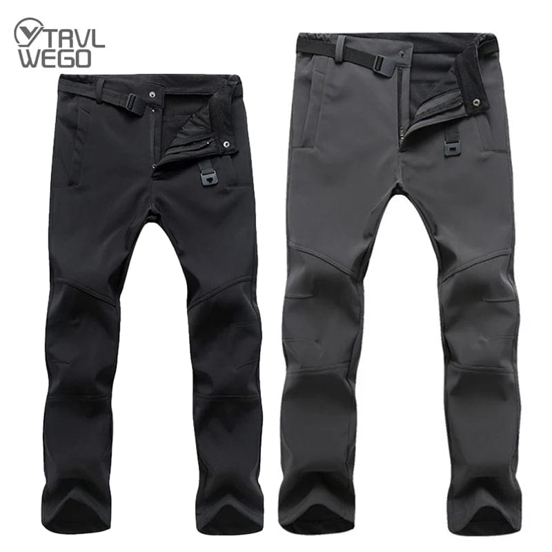 Planet Gates TRVLWEGO Warm Winter Men Soft Shell Pants Travel Waterproof Outdoor Camping&Hiking Pants Fleece Windproof Skiing Trousers