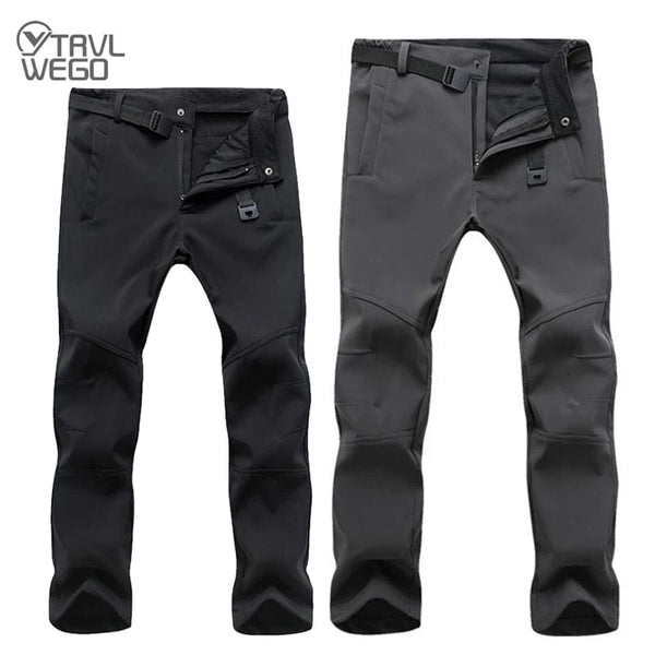 Planet Gates TRVLWEGO Warm Winter Men Soft Shell Pants Travel Waterproof Outdoor Camping&Hiking Pants Fleece Windproof Skiing Trousers