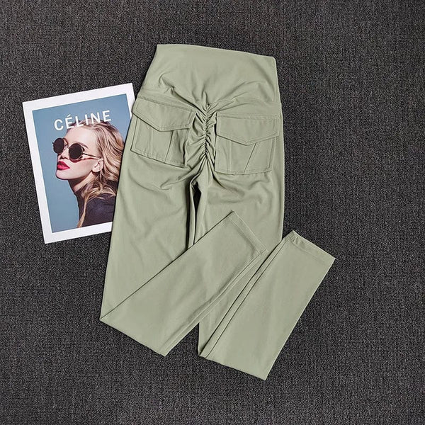 Planet Gates TRY TO BN Fitness Yoga Pants Sports Stretch Leggings Pocket Women Nude High Waist Push Up Leggings Workout Running Gym Clothing