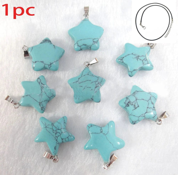 Planet Gates turquoise Natural Stone Hexagon Pendant Necklace Crystal Rose Quartz Opal Star for Women Fluorite Lapis Bullet Pendulum Trend Jewelry Gift