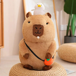 Planet Gates Turtle Capybara / about 10-15cm Strawberry Hat Capybara Plush Toy Simulation Turtle Backpack Capibara Stuffed Animals Papa Hand Circle Ring Small size Pendant