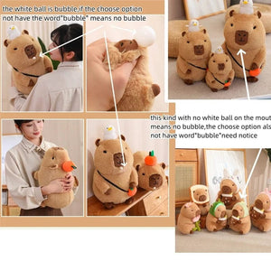 Planet Gates Turtle Capybara / about 10-15cm Strawberry Hat Capybara Plush Toy Simulation Turtle Backpack Capibara Stuffed Animals Papa Hand Circle Ring Small size Pendant