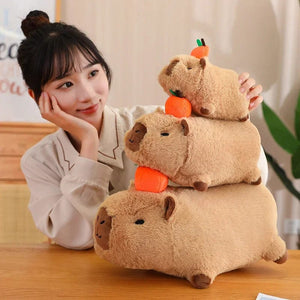 Planet Gates Turtle Capybara / about 10-15cm Strawberry Hat Capybara Plush Toy Simulation Turtle Backpack Capibara Stuffed Animals Papa Hand Circle Ring Small size Pendant